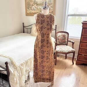 Y2K brown snake print maxi dress Helene Blake fits like a medium